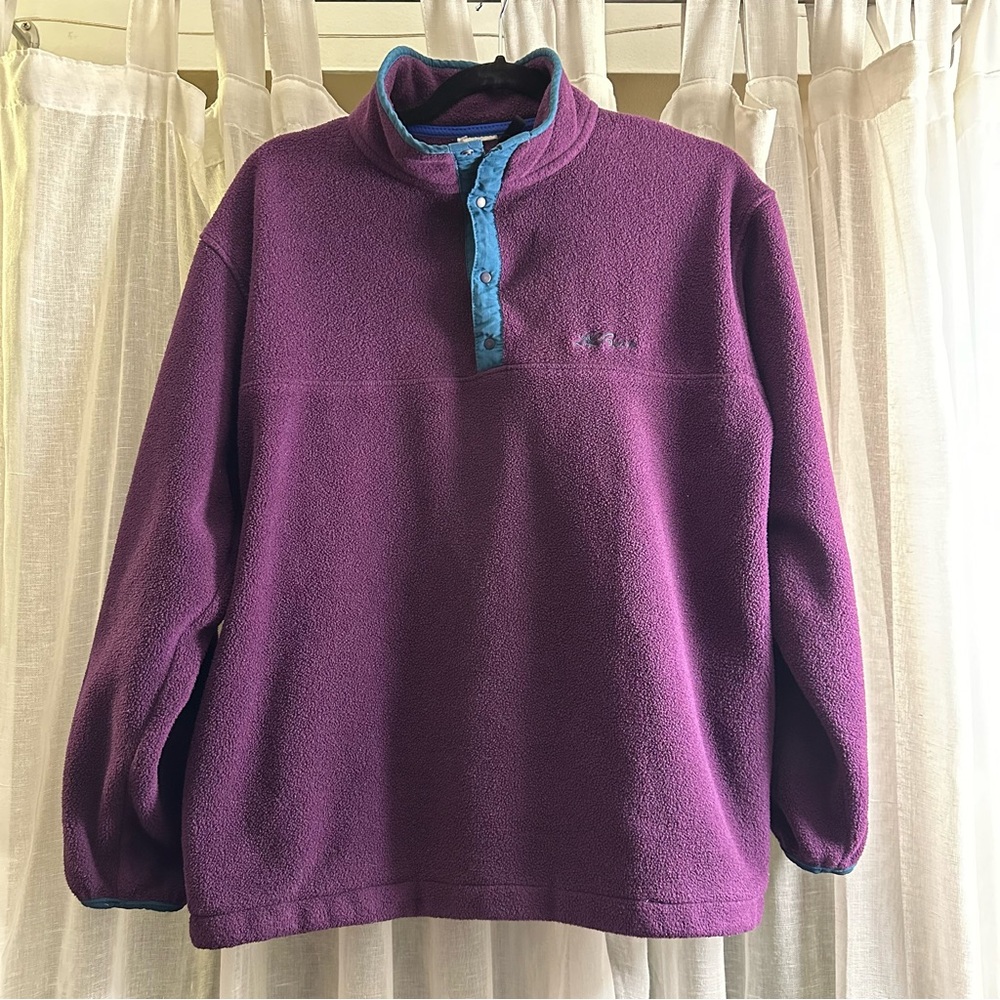 VINTAGE 90’s purple and turquoise LL Bean- half snap fleece- size S/M.